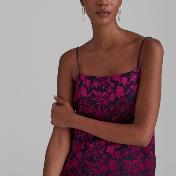 Club Monaco Burnout Cami Chemise Silk Blend NWT Gold and Black Size XS - Picture 11 of 12